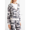 Camouflage Print Stretch Jersey mit Kapuze Top OEM / ODM Herstellung Großhandel Mode Frauen Bekleidung (TA7023H)